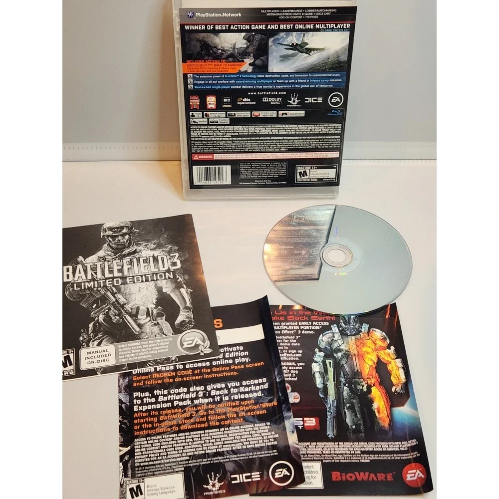 Battlefield 3 Limited Edition PlayStation 3 PS3 Game Complete Case Manual Tested